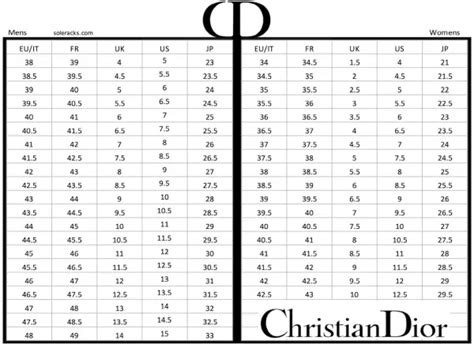 christian Dior shoes size chart